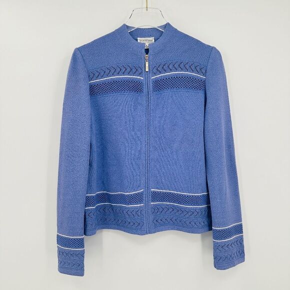 St. John Sport Size P 2 Purple Santana Knit Long Sleeve Zip Up Jacket Coat - Picture 1 of 8